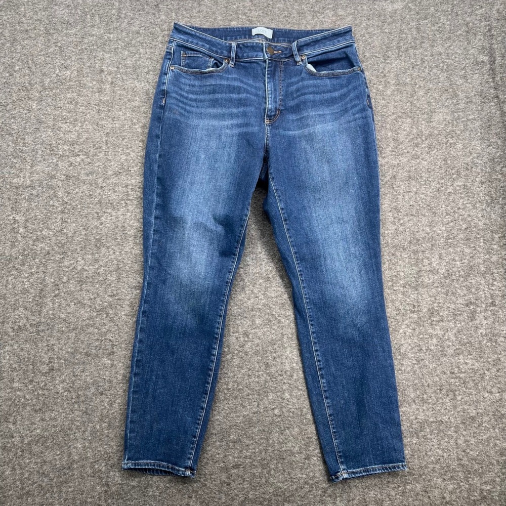 Loft Outlet Curvy Skinny Ankle Jeans Medium Wash Blue Cropped Womens Size 12